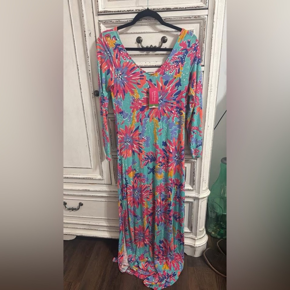Lilly Pulitzer Blue and Pink Long Sleeve Dress